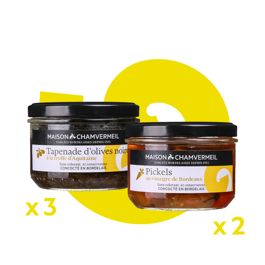 Tapenade truffe d'Aquitaine & Pickels Coffret Gastronomie coffret Tapenade 200g x3 + Pickels 200g x2