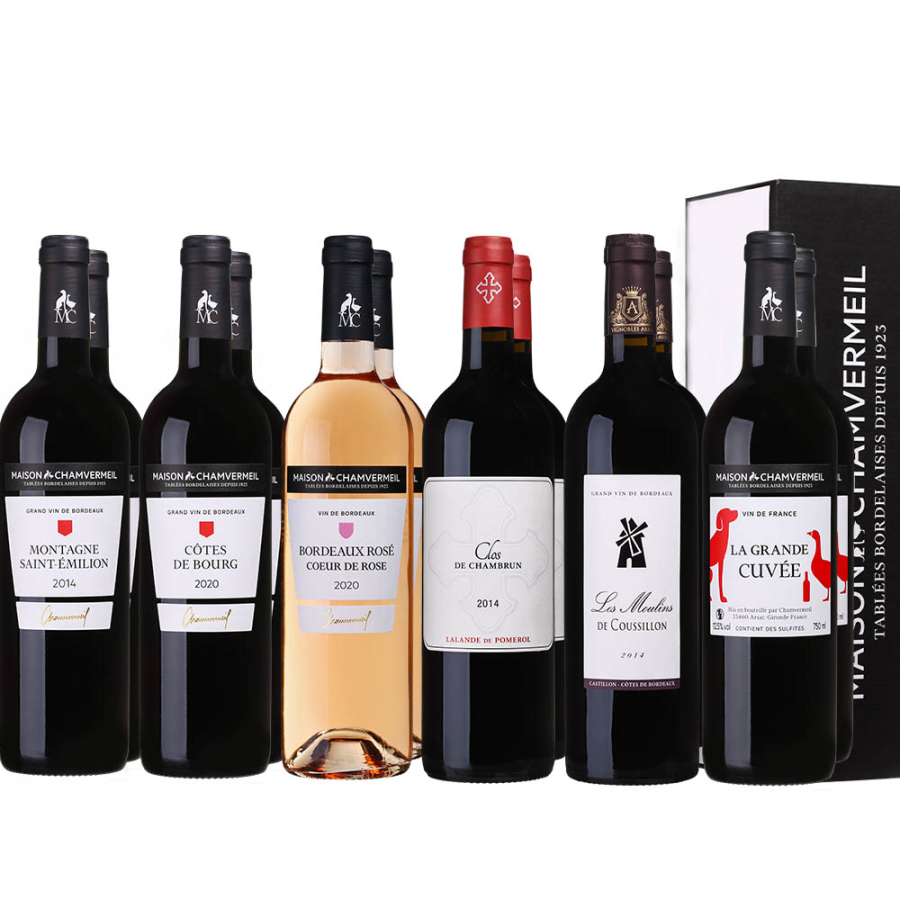 Coffret vin Dégustation – 6 vins rouges de Bordeaux et vin rosé