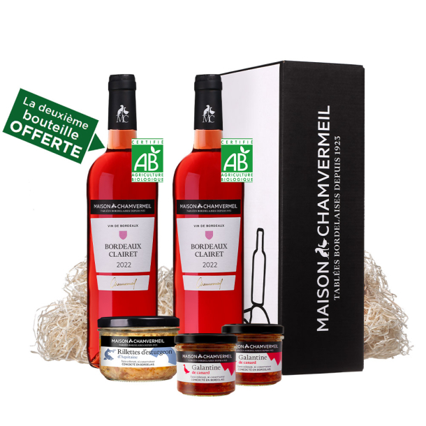 A table avec du Bordeaux Clairet Coffret vin & gastronomie coffret