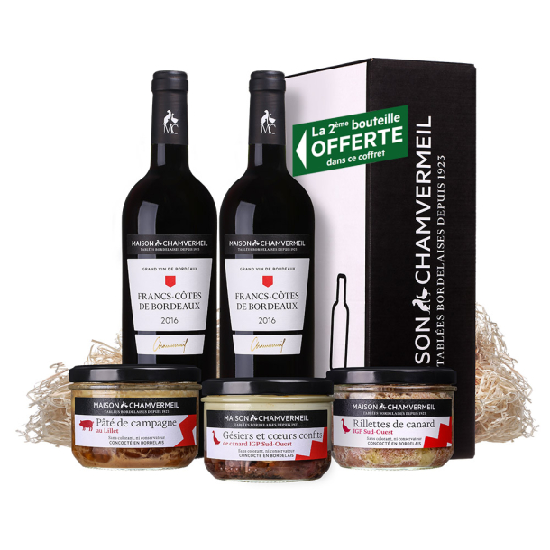 A table avec du Francs-Côtes de Bordeaux Coffret vin & gastronomie coffret