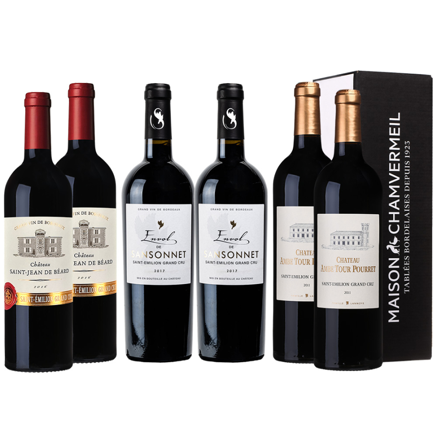 Coffret vin – Coffret Saint-Émilion en grand – 6 vins de Bordeaux rouges