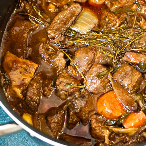 Vin et bœuf bourguignon