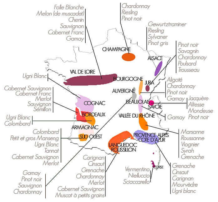 Les cartes des Vins en France 